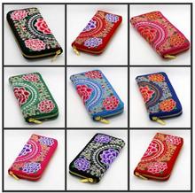 10 pcs/lot Embroidered Canvas Women Wallet Purse Handmade Ethnic Flowers Embroidery Zip Day Clutch Cash Card Purse 2024 - buy cheap