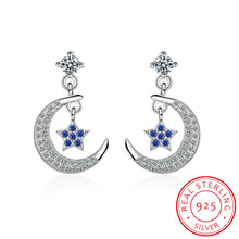 Pendientes de plata esterlina 925 para mujer, joyería de lujo con forma de luna y estrella, moda novedosa 2024 - compra barato