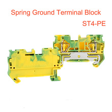 Bloques de terminales de tierra de resorte, carril din de ST4-PE, amarillo y verde, bloque de terminales de puesta a tierra, Conector de cable de 4 mm2, 1 unidad 2024 - compra barato