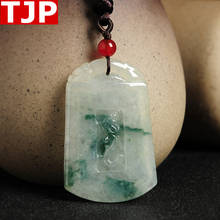 TJP Fine carving Boutique ice kind of yellow Floating flower dragon jade Emerald Natural A-class pendant chain men's jewelry 2024 - buy cheap