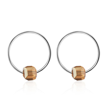 KOFSAC-pendientes de plata de ley 925 para mujer, joyería de compromiso, cristal marrón, Simple, redondo, pendiente femenino 2024 - compra barato