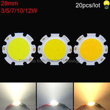 20pcs/lot warm nature cool white 3W 5W 7W 10W 12W 28mm rounded COB Chip LED light source for spotlight downlights ceiling lights 2024 - buy cheap