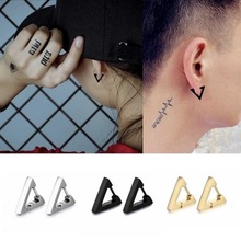 1 pcs Punk Rock Stainless Steel Stud Earring Triangle Heart Shape With Gold Silver Color Beautiful Fashion Jewelry For Women Men 2024 - buy cheap