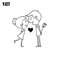 YJZT 13.6CM*14.9CM Cartoon Vinyl Decal Car Sticker Kiss Love Couple Heart Black/Silver C3-0228 2024 - buy cheap