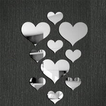10 pçs amor coração 3d espelho adesivo de parede removível decalque para casa sala estar quarto adesivo arte casa decoração diy 2024 - compre barato