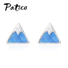 Pendientes de plata con forma de montaña para mujer, joyería con broche triangular, aretes de Plata de Ley 925 para mujer, fiesta de boda femenina 2024 - compra barato