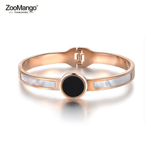 ZooMango Fashion Titanium Steel White/Black Shell Bracelets & Bangles Luxury Engagement Wedding Bangle Jewelry For Women ZB18041 2024 - buy cheap