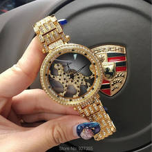 3 Colors Women Watch Stainless Steel Watches Lady leopard Rotation Dress Watch Big Diamond Stone Wristwatch Lady Rose Gold Watch 2024 - buy cheap