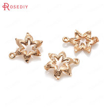 10PCS 13x10MM 15x14MM 24K Champagne Gold Color Plated Brass Flower Charms Pendants High Quality Diy Jewelry Accessories 2024 - buy cheap