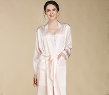100% silk light weight woven fabric robe gorgeous satin washable silk full length robes gown set women washable silk robe home 2024 - buy cheap
