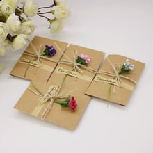 Cartão de presente artesanal diy com flor, 40 unidades, convite de casamento, cartão de convite simples, decoração de festa, cartão de saudações e desejos 2024 - compre barato