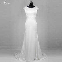 RSW1182 Sheath Wedding Dress Real Photo Boat Neckline V Back Vestido De Noiva Simples 2024 - buy cheap