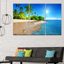 Canvas Painting tropical island beach sea 3 Pieces Wall Art Painting Modular Sport Wallpapers Poster Print Home Decor 2024 - buy cheap