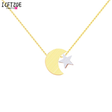 Simple Star & Moon Pendant Necklace For Women Stainless Steel Gold Charm Pendant Necklaces Collier Fashion Jewelry Gift 2024 - buy cheap