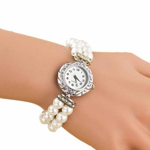 Fashion Women Casual Pearl String Watch Strap Quartz Silver Wrist Watches luxury casual elegant dress women bracelet watches Fi 2024 - buy cheap