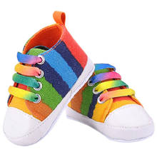 Baby Shoes Toddler Baby Rainbow Sneakers Moccasins Shoes For Girls Classic Canvas Children's Shoes Soft Footwear 2024 - buy cheap