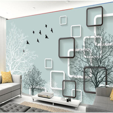 Beibehang papel de parede personalizado para sala de estar, quarto, armação 3d estéreo, pintada à mão, mural de árvore abstrata, decoração para casa 2024 - compre barato