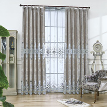 New European Gray Embroidery Curtains for Living Room Luxury Chenille Curtain Tulle for Bedroom High-grade Window Screens Custom 2024 - buy cheap