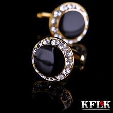 KFLK-gemelos de estilo francés para hombre, joyería con botones de cristal, color dorado, alta calidad, para invitados de boda 2024 - compra barato
