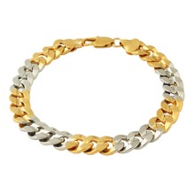 Pulseiras de cor dourada dubai, braceletes para mulheres e homens, presentes de corrente com dois tons 2024 - compre barato