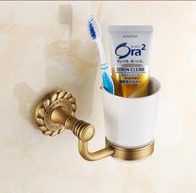 Portavasos doble de latón antiguo, soporte individual para cepillo de dientes, accesorio de baño, artículos sanitarios, muebles de baño 2024 - compra barato