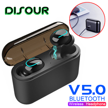 DISOUR Q32 TWS Bluetooth наушники спортивные для бега HIFI 5,0 мини невидимые водонепроницаемые наушники с микрофоном с зарядным боксом для IPhone 2024 - купить недорого