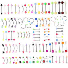 105 Pcs /set  Stainless Steel Black Curved Eyebrow Nose Lip Nipple Ears Rings Punk Unisex Body Piercing Jewelry Wholesale 2024 - buy cheap
