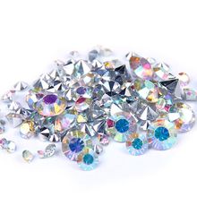 Diamantes de imitación de resina de Color AB de cristal al por mayor pegamento puntback en cuentas diamantes de muchos tamaños decoración de vestido de boda DIY 2024 - compra barato