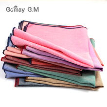 Lenço de algodão masculino, lenço casual tecido colorido de bolso quadrado 2024 - compre barato