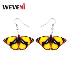 WEVENI Acrylic Fashion Yellow Tropic Butterfly Earrings New Dangle Drop Trendy Tropic Insect Jewelry For Women Girls Female Gift 2024 - buy cheap