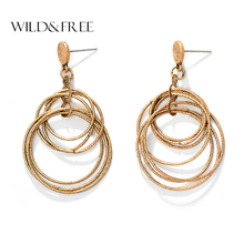 Bohemian Double Round Circle Statement Drop Earrings Jewelry For Women 3 Color Alloy Fashion Round Dangle Earrings Brand Jewelry 2024 - buy cheap