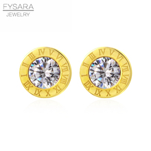 FYSAYA Lady Jewelry Roman Number Stud Earring Crystal Gold-Color 316L Stainless Steel Love Earrings For Women Earring Party Gift 2024 - buy cheap
