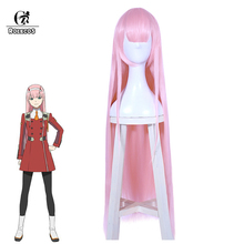 Rolecos cobertura de peruca para cosplay, peruca de cabelo sintético 02 cosplay anime zero two 100cm rosa cabelo longo sintético para mulher 2024 - compre barato