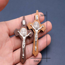 50 pieces of wood cross metal Jesus pendant charm small hole jewelry necklace religious bracelet accessories.50pcs 2024 - buy cheap
