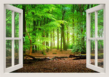 3D Effect Window View WALL STICKERS Nature Forest wall Vinyl Decal Decor Mural Landscape Art Home Decor Gift 2024 - buy cheap