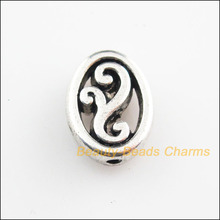 New 20Pcs Tibetan Silver Color Oval Flower Flat Spacer Beads Charms 9.5x13mm 2024 - buy cheap