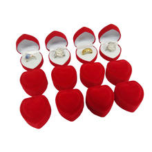 Anel de veludo romântico para noivado e aniversário, caixa em formato de coração vermelho, 24 peças 2024 - compre barato