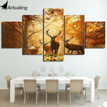 5 Panels Deer Beautiful Landscape Canvas Painting Print Painting On Canvas Wall Art modular picturesKitchenliving roomHome Decor 2024 - buy cheap