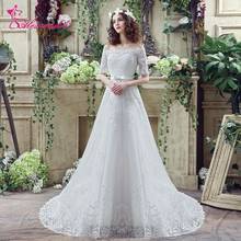 Alexzendra Stock Dresses Off the Shoulder A Line Wedding Dress with Short Sleeves Lace Bridal Gowns Ready to Ship 2024 - buy cheap