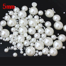 Free Shipping 2000pcs/bag 5mm Pure White ABS Half Round Imitation Pearls Flatback Beads For DIY 2024 - buy cheap