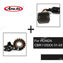 Arashi-regulador rectificador de voltaje de bobina de estator de motor, CBR1100XX para HONDA, 2001, 2002, 2003, CBR 1100, XX, CBR1100, 1100XX, 1 Juego 2024 - compra barato