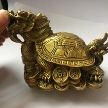 chinese fengshui bronze brass animal beast dragon turtle Wealth Longevity statue decoration metal handicraft 2024 - buy cheap