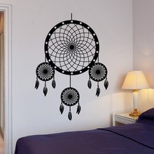Apanhador de sonhos com penas amuleto adesivo de parede para o quarto casa arte decoração vinil removível mural da parede Y-803 2024 - compre barato