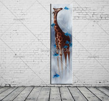canvas oil painting giraffe with fish oil painting animals pictures hand painted abstract painting pop art paintings 2024 - buy cheap
