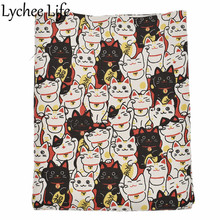 Lychee Life Japanese Lucky Cat Fabric Cute Animal Printed Cotton Fabric Eco-Friendly DIY Apparel Sewing Cloth Supplies Accessory 2024 - buy cheap