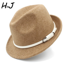Sombrero Fedora de lana con cinturón de moda para hombre y mujer, sombrero elegante cálido para invierno, con Trilby, iglesia, hoburg, Derby, Jazz 2024 - compra barato