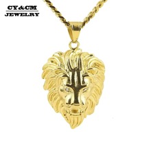 CY&CM Stainless Steel Lion Head Pendant Necklace Hip Hop Lion King Animal Charm High Quality Punk Style Gold Color Chain Jewelry 2024 - buy cheap