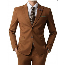 New Elegant Brown Groom Tuxedos man Notched Lapel Two Button Business Blazer Mens Formal Suits Male Party (Jacket+Pants+Tie) 2024 - buy cheap