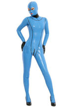 Latex Overall Gummi Hood Catsuit Party Suit Blue Anzug Custom Bodysuit 0.4mm S-XXL 2024 - buy cheap