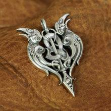 LINSION 925 Sterling Silver High Details Double Crow Pendant Mens Biker Pendant TA144 JP 2024 - buy cheap